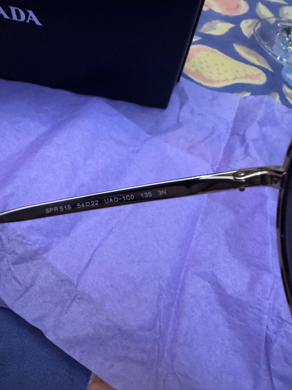 Prada Womens Round Metal Sunglasses in Gold with mirrored Lenses - Picture 6 of 9